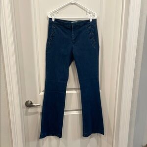 Chic Banana Republic Navy Flare Trousers with Side Buttons